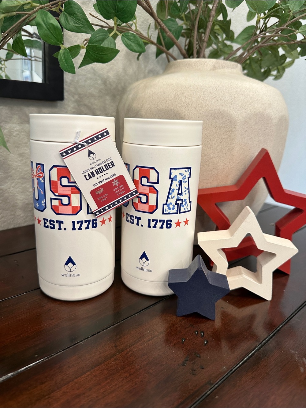 Wellness White USA Can Holder - Patriotic EST. 1776 Insulated Cooler